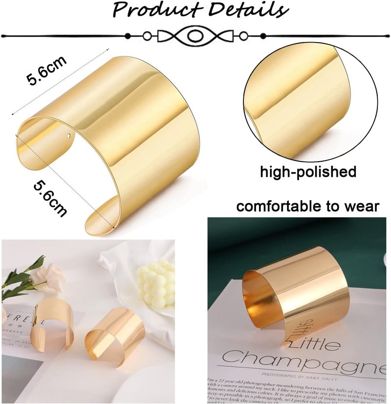 SAMOCO 2Pcs Cuff Bangle Bracelet for Women Cuff Bracelets Open Wide Wire Bracelets Adjustable Tone Wrist Cuff Wrap Bracelet - Image 3